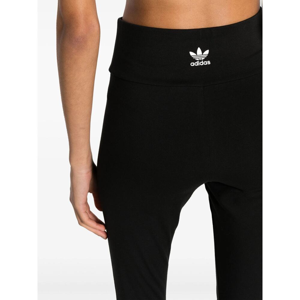 Adidas Women's Adicolor Essentials Trefoil Logo Leggings Black Stretch Cotton - Picture 3 of 9